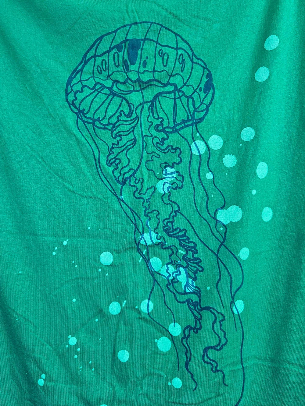 Smoking Lily Emerald Green Bamboo Boatneck Cap Sleeve Jellyfish Tee XL - Picture 2 of 4